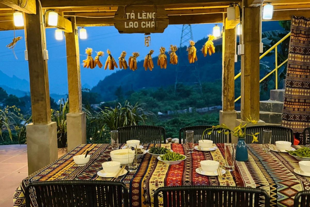 View of terraced rice fields from Tả Lèng Homestay in Tam Duong, Lai Chau